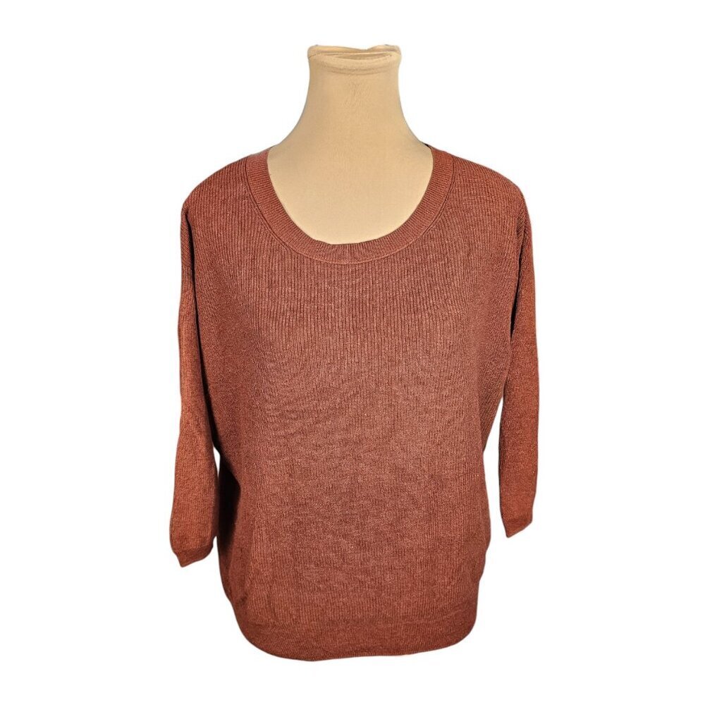 Wilfred Aritzia Brown Red Rust Knit Silk Cashmere Blend Blouse Sz XS